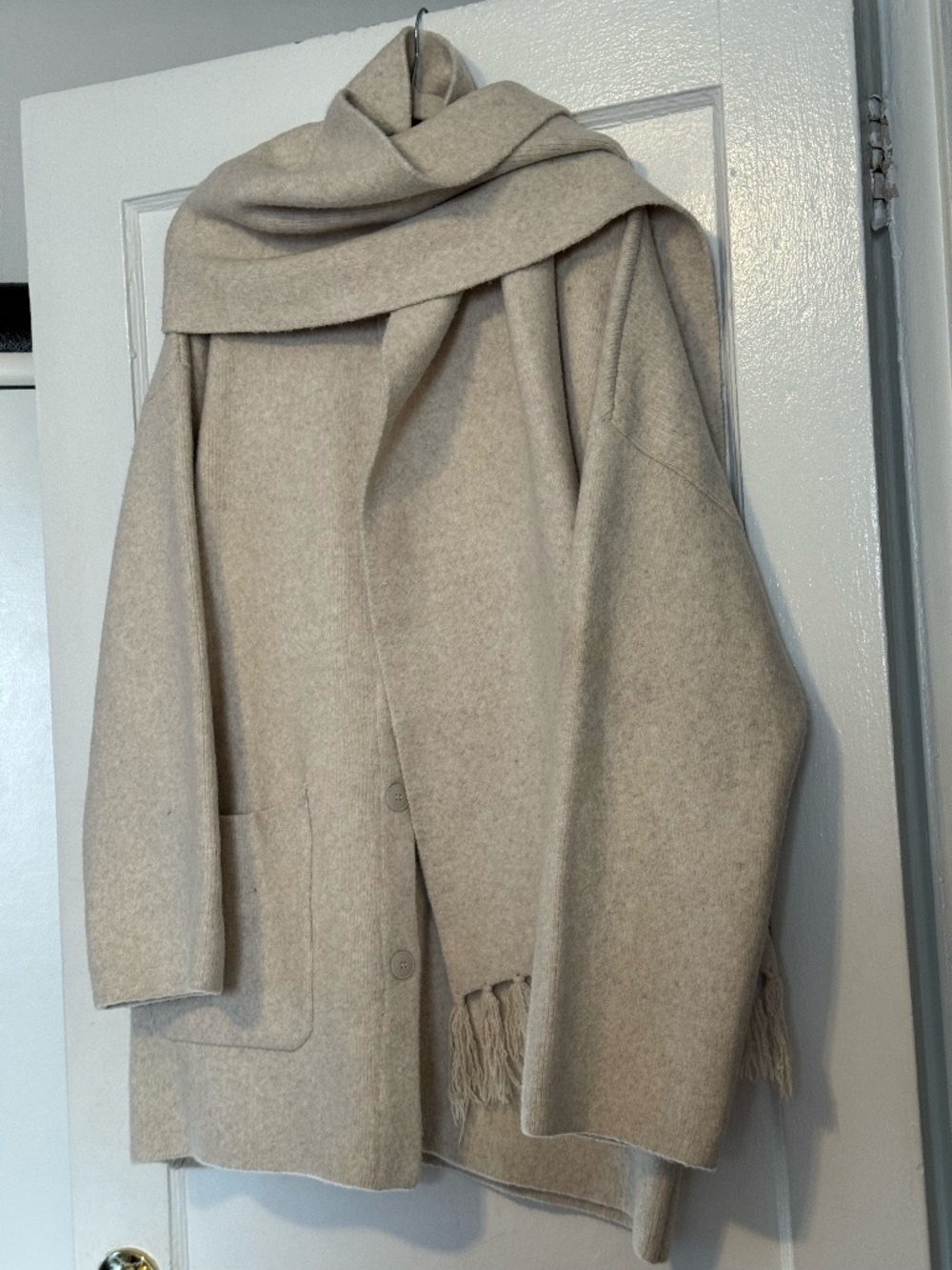 Mango Oversized Knit Coat with Scarf